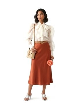 BTFBM Rust Silky Midi Skirt